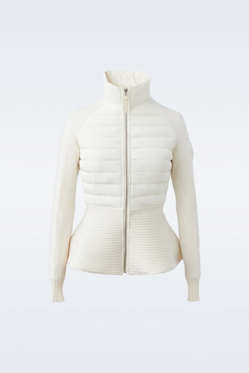 Mackage Joy Recycled Hybrid Cardigan Peplum Jackor Dam Grädde | DQEBH-7425