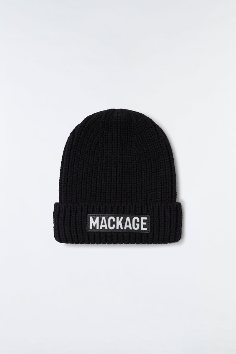 Mackage Jude Hand-Knit Toque Räfflad Cuff Mössa Barn Svarta | WDRBY-8154