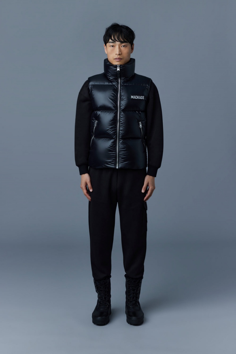 Mackage Kane Lustrous Light Down Funnel Collar Väst Herr Svarta | HWQJF-1594