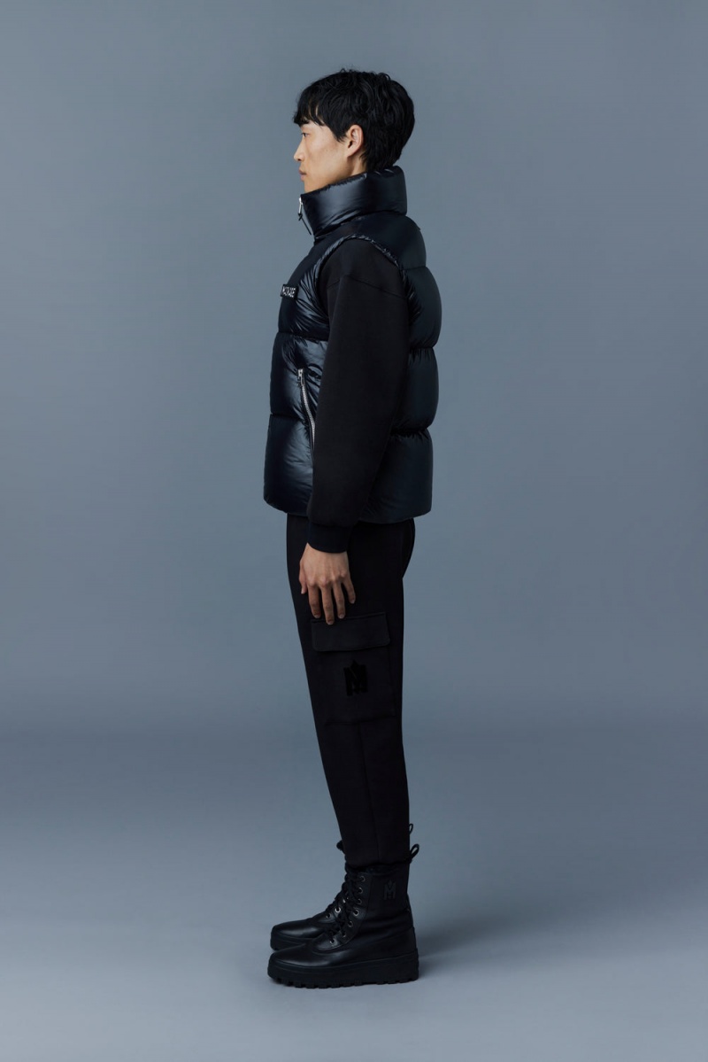 Mackage Kane Lustrous Light Down Funnel Collar Väst Herr Svarta | HWQJF-1594