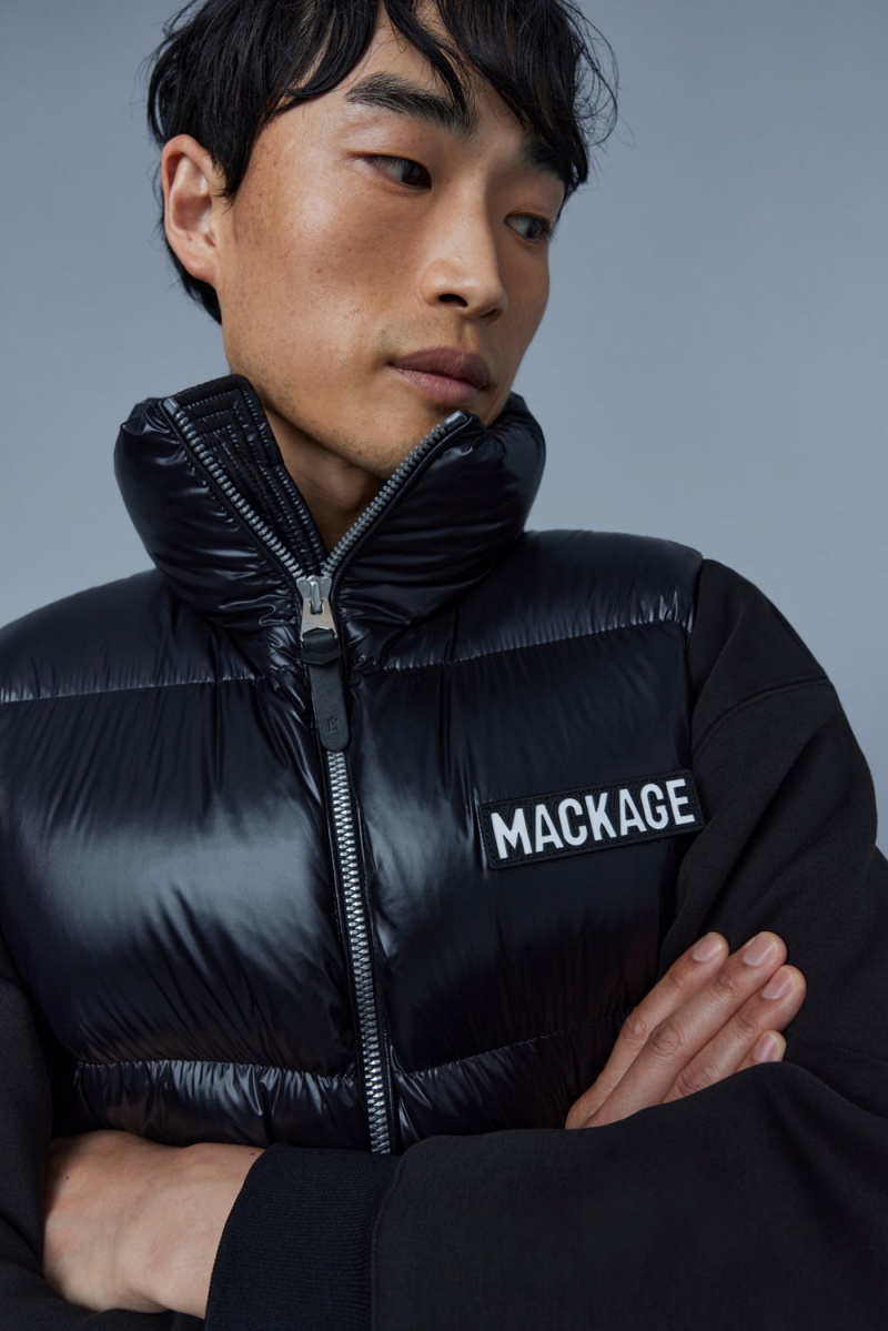 Mackage Kane Lustrous Light Down Funnel Collar Väst Herr Svarta | HWQJF-1594