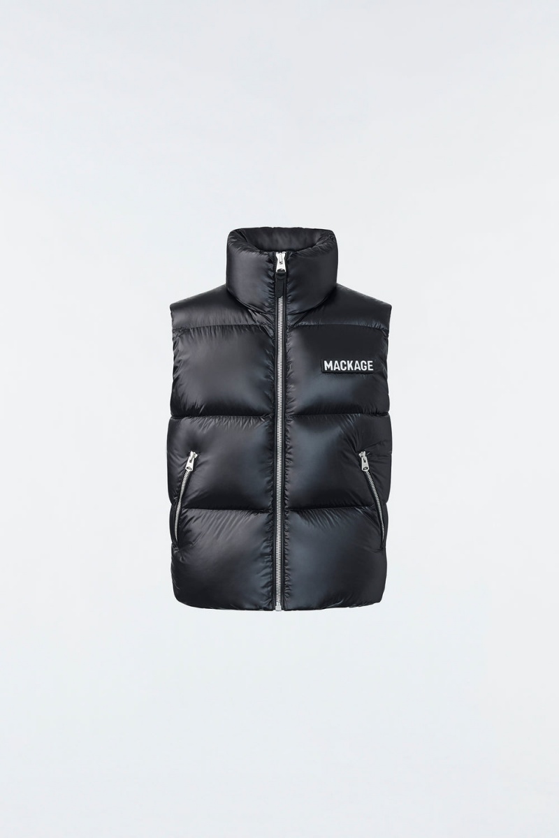 Mackage Kane Lustrous Light Down Funnel Collar Väst Herr Svarta | HWQJF-1594