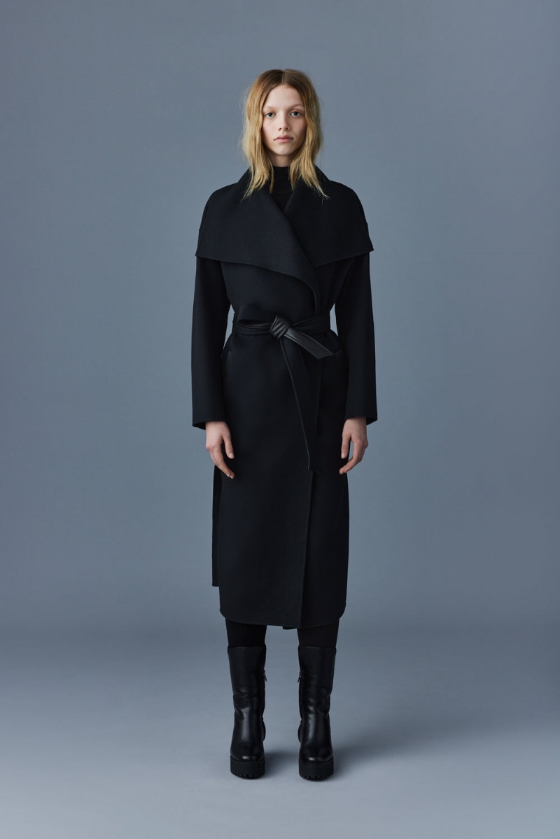 Mackage Kate Double-Face Ull Robe Rockar Dam Svarta | XNICM-6182