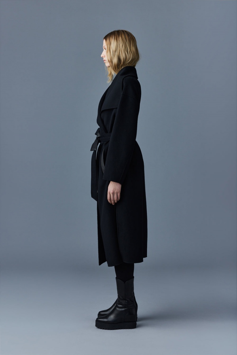Mackage Kate Double-Face Ull Robe Rockar Dam Svarta | XNICM-6182
