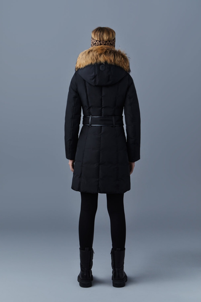 Mackage Kay Natural Fur Signature Mackage Collar Dunrockar Dam Svarta | TGLRN-2980