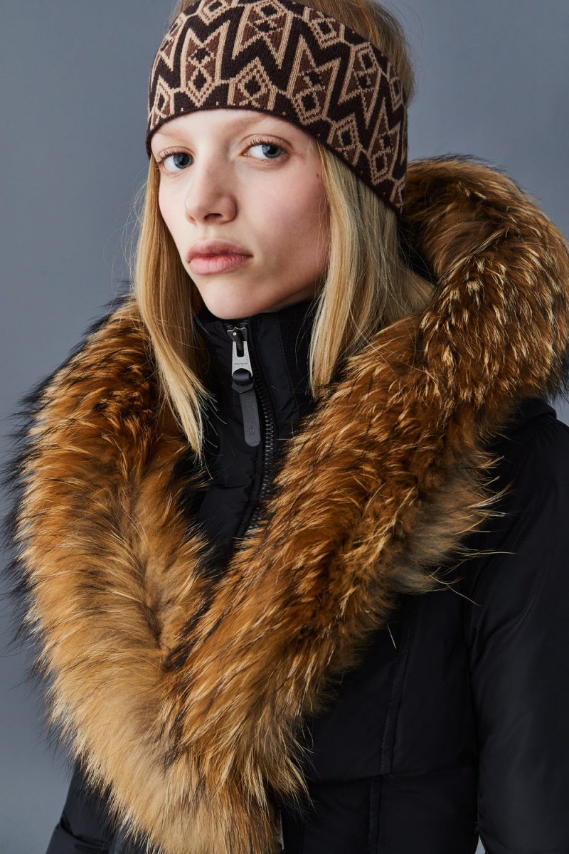 Mackage Kay Natural Fur Signature Mackage Collar Dunrockar Dam Svarta | TGLRN-2980