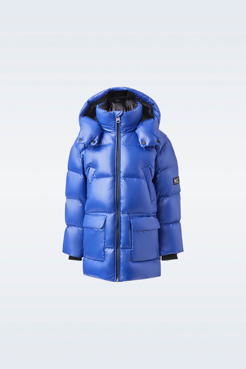 Mackage Kennie Lustrous Light Down Hood Parkajackor Barn Blå | XROBF-2147