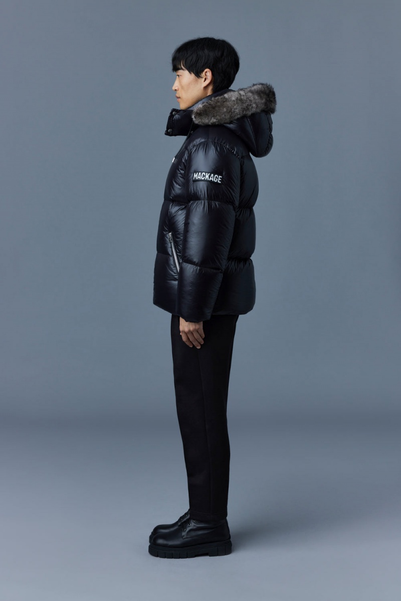 Mackage Kent Lustrous Light Shearling Dunjackor Herr Svarta | ESRND-6520
