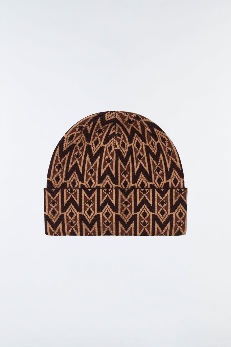 Mackage Kiko Knit Merino Blend Monogram Hatt Dam Kaffe | OUKIB-7395