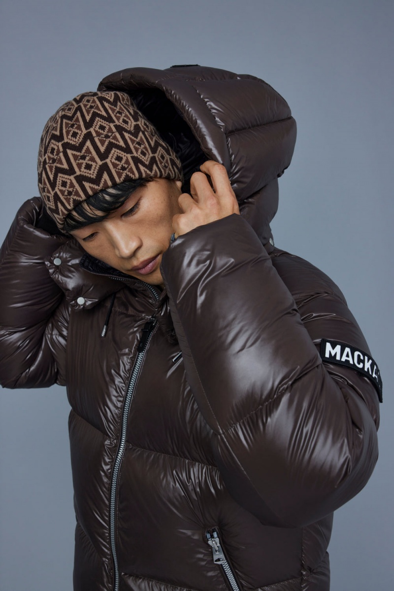 Mackage Kiko Knit Merino Blend Monogram Hatt Herr Kaffe | UHCVQ-7695
