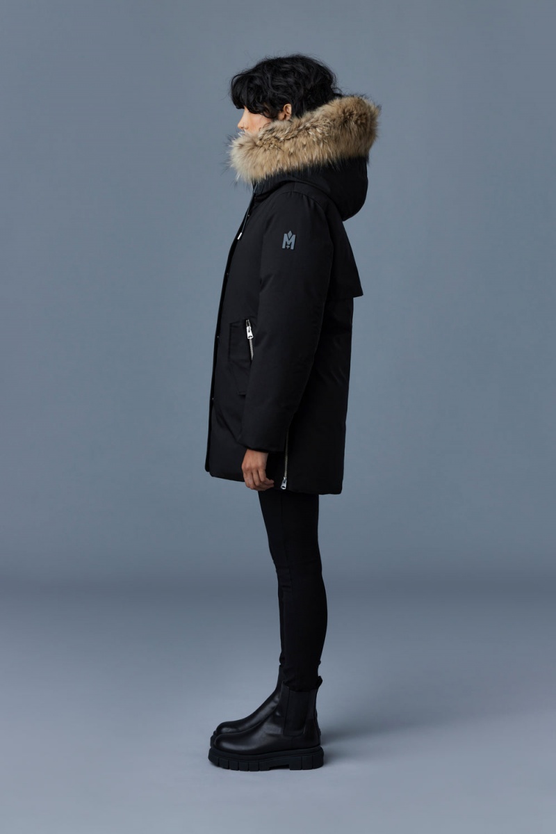 Mackage Kinslee 2-In-1 Oversized Down Bib And Natural Fur Parkajackor Dam Svarta | IUCKV-4356