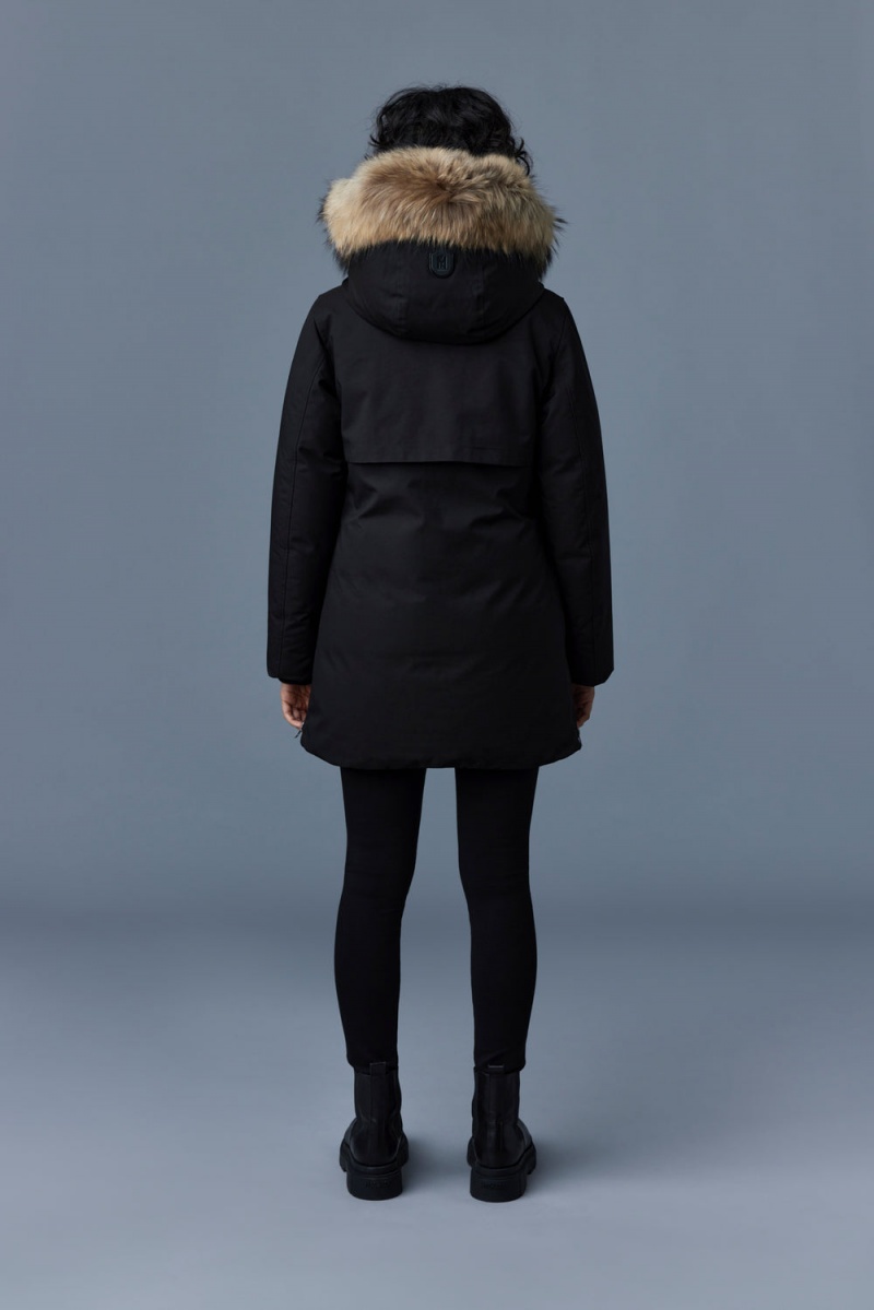 Mackage Kinslee 2-In-1 Oversized Down Bib And Natural Fur Parkajackor Dam Svarta | IUCKV-4356