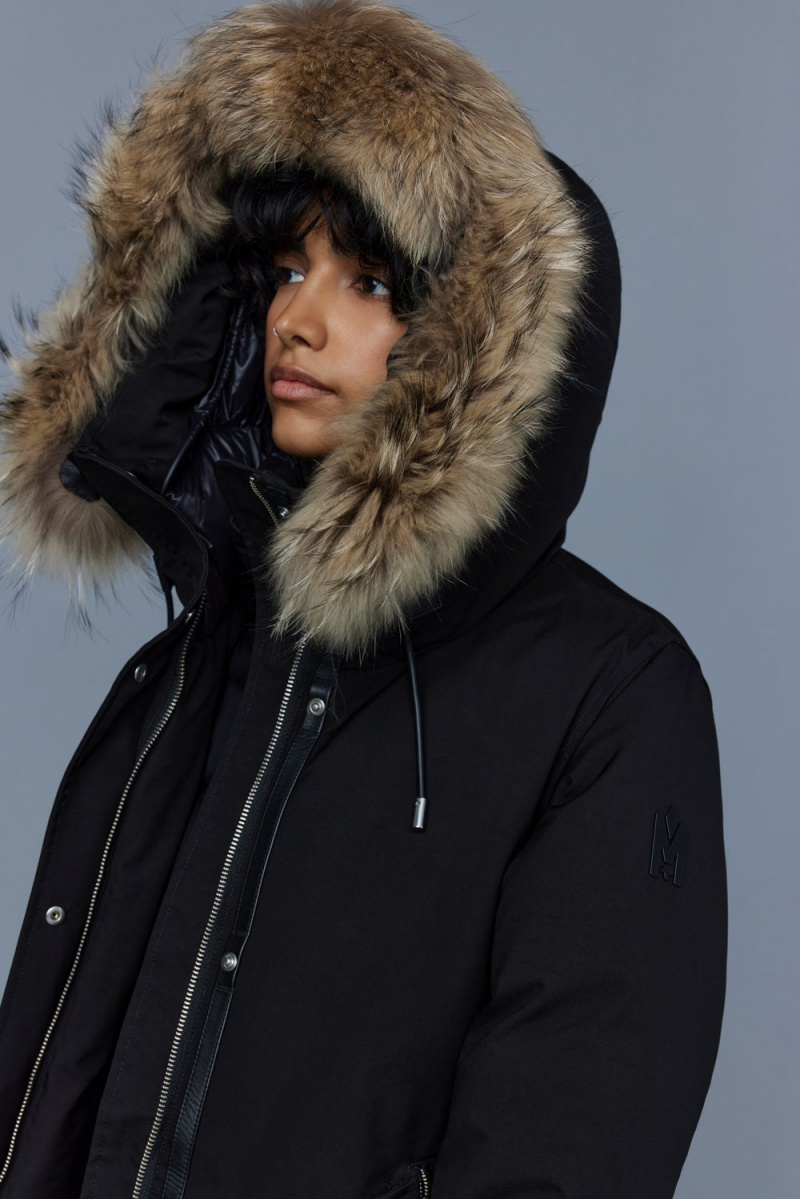 Mackage Kinslee 2-In-1 Oversized Down Bib And Natural Fur Parkajackor Dam Svarta | IUCKV-4356