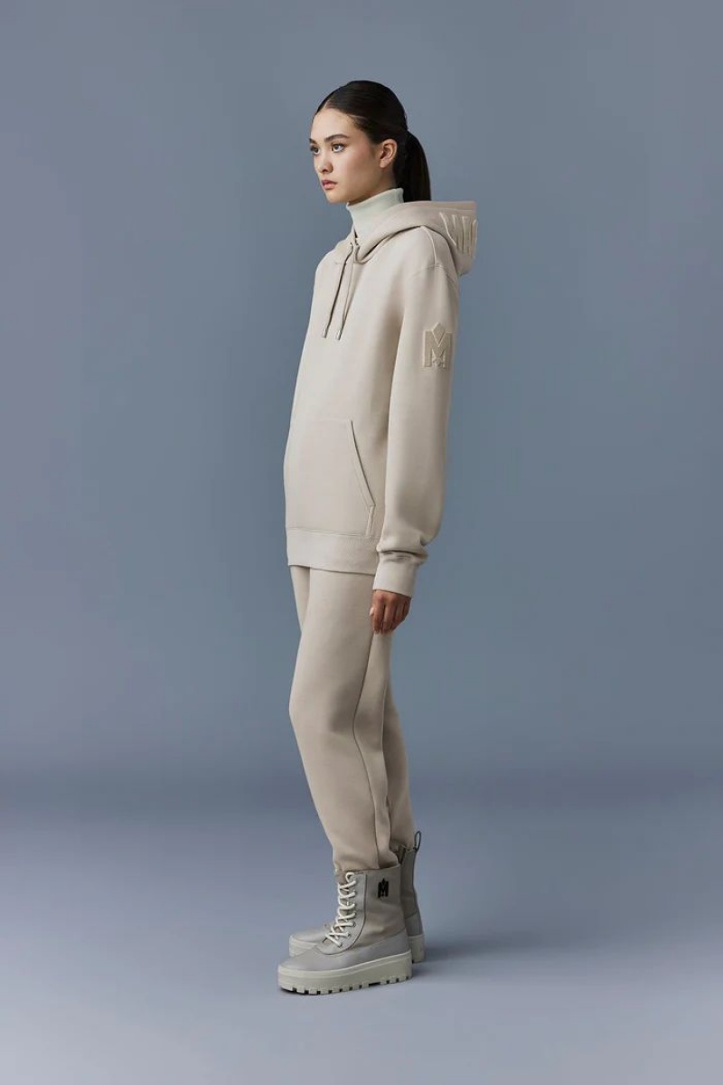 Mackage Krys Velvet Embroidery Hoodie Dam Beige | QYVKG-9684