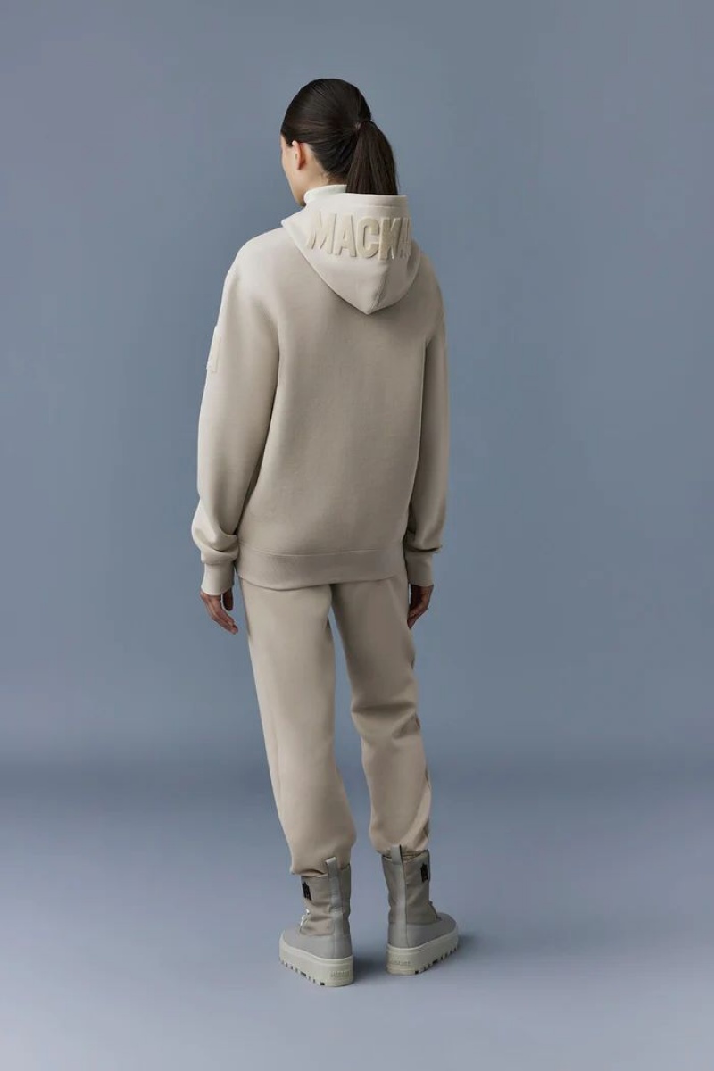 Mackage Krys Velvet Embroidery Hoodie Dam Beige | QYVKG-9684