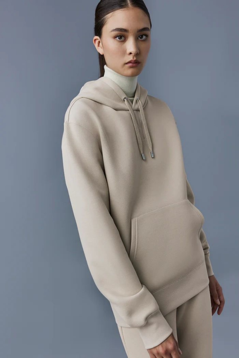 Mackage Krys Velvet Embroidery Hoodie Dam Beige | QYVKG-9684