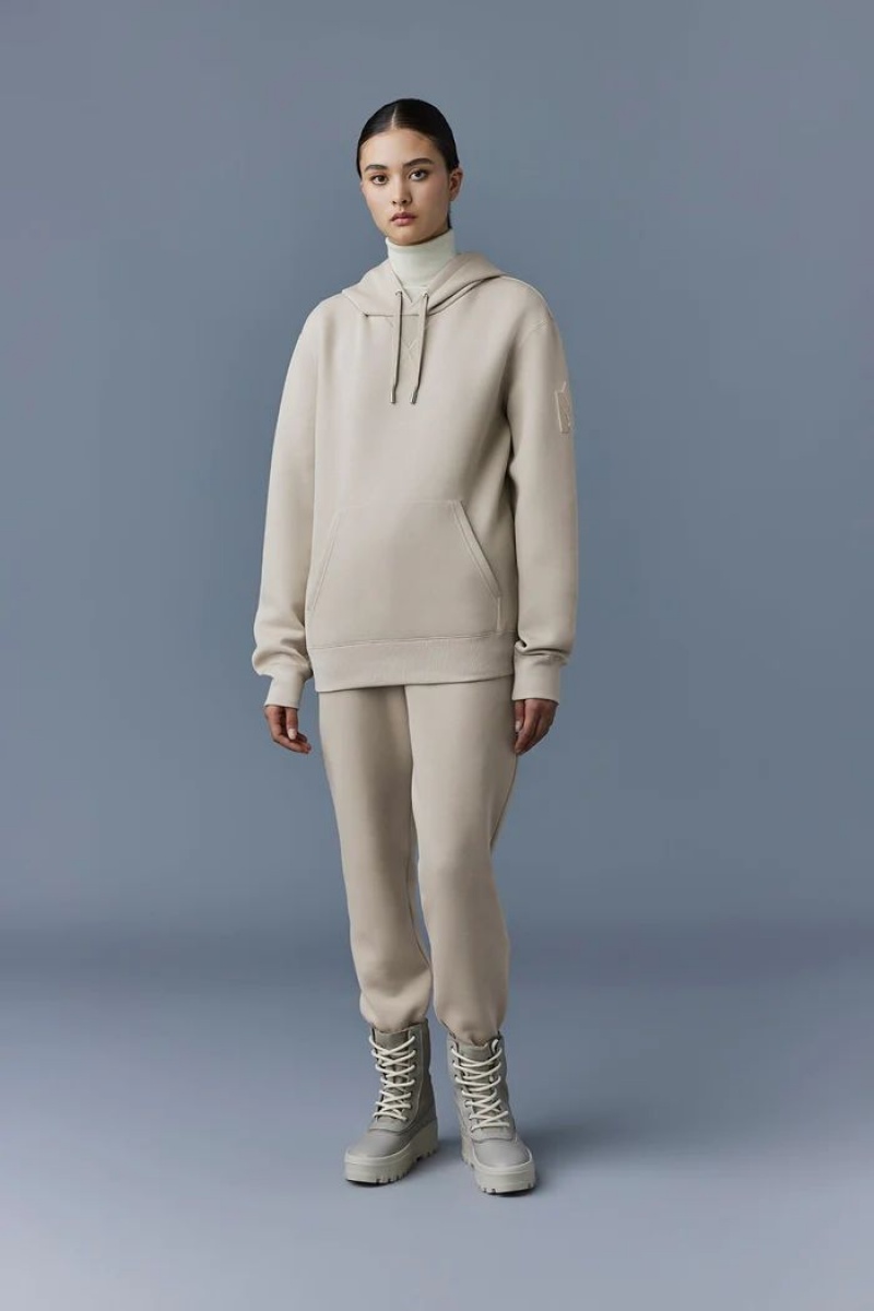 Mackage Krys Velvet Embroidery Hoodie Dam Beige | QYVKG-9684