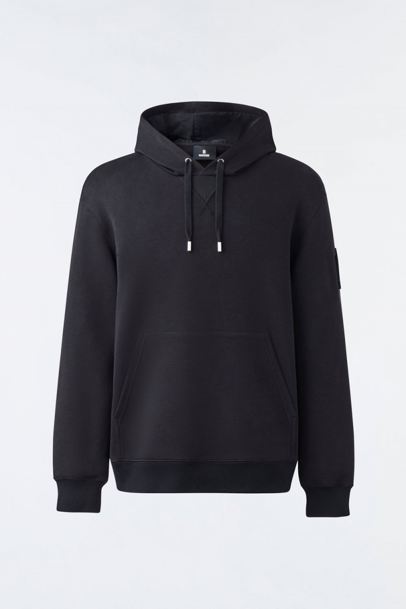 Mackage Krys Velvet Embroidery Hoodie Herr Svarta | WQDHM-1058