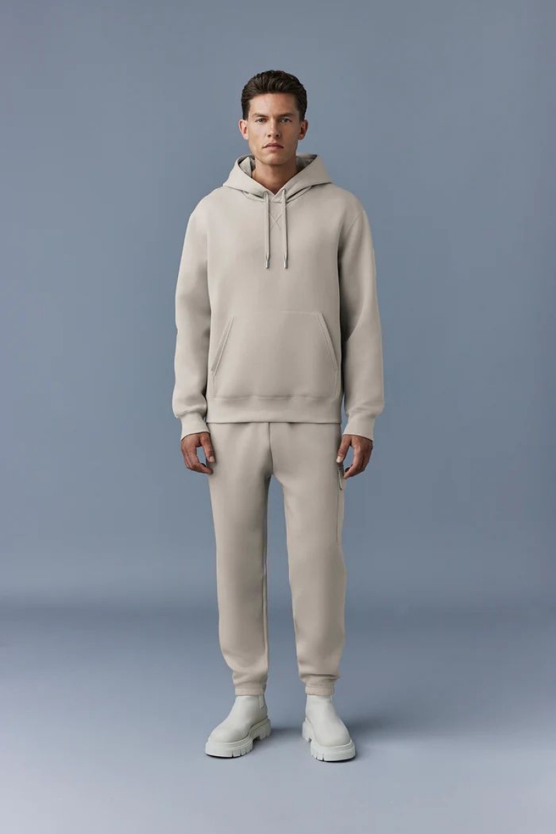 Mackage Krys Velvet Embroidery Hoodie Herr Beige | EOLVD-1047