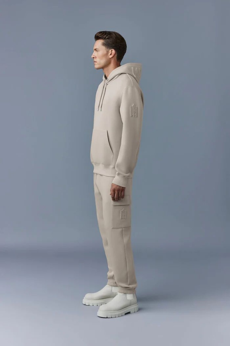 Mackage Krys Velvet Embroidery Hoodie Herr Beige | EOLVD-1047