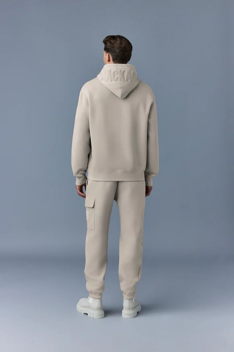 Mackage Krys Velvet Embroidery Hoodie Herr Beige | EOLVD-1047