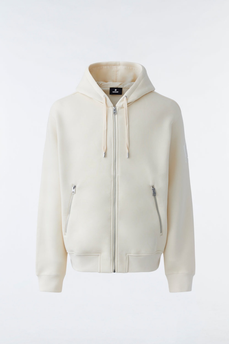 Mackage Krys Zip-Up Velvet Embroidery Hoodie Herr Grädde | ARYIC-8061