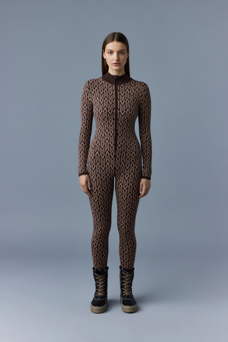 Mackage Kym Agile-360 Double-Knit Monogram Jumpsuit Byxor Dam Kaffe | AXDVG-3951