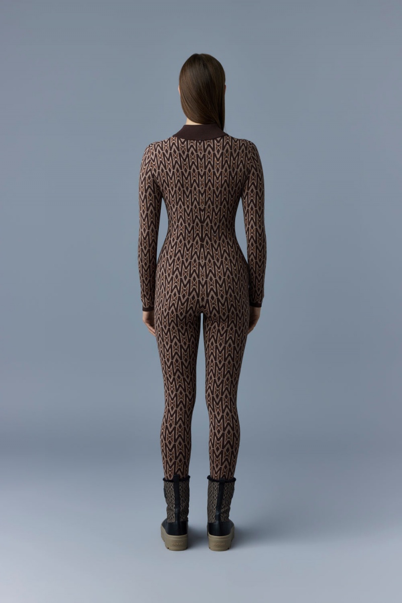 Mackage Kym Agile-360 Double-Knit Monogram Jumpsuit Byxor Dam Kaffe | AXDVG-3951