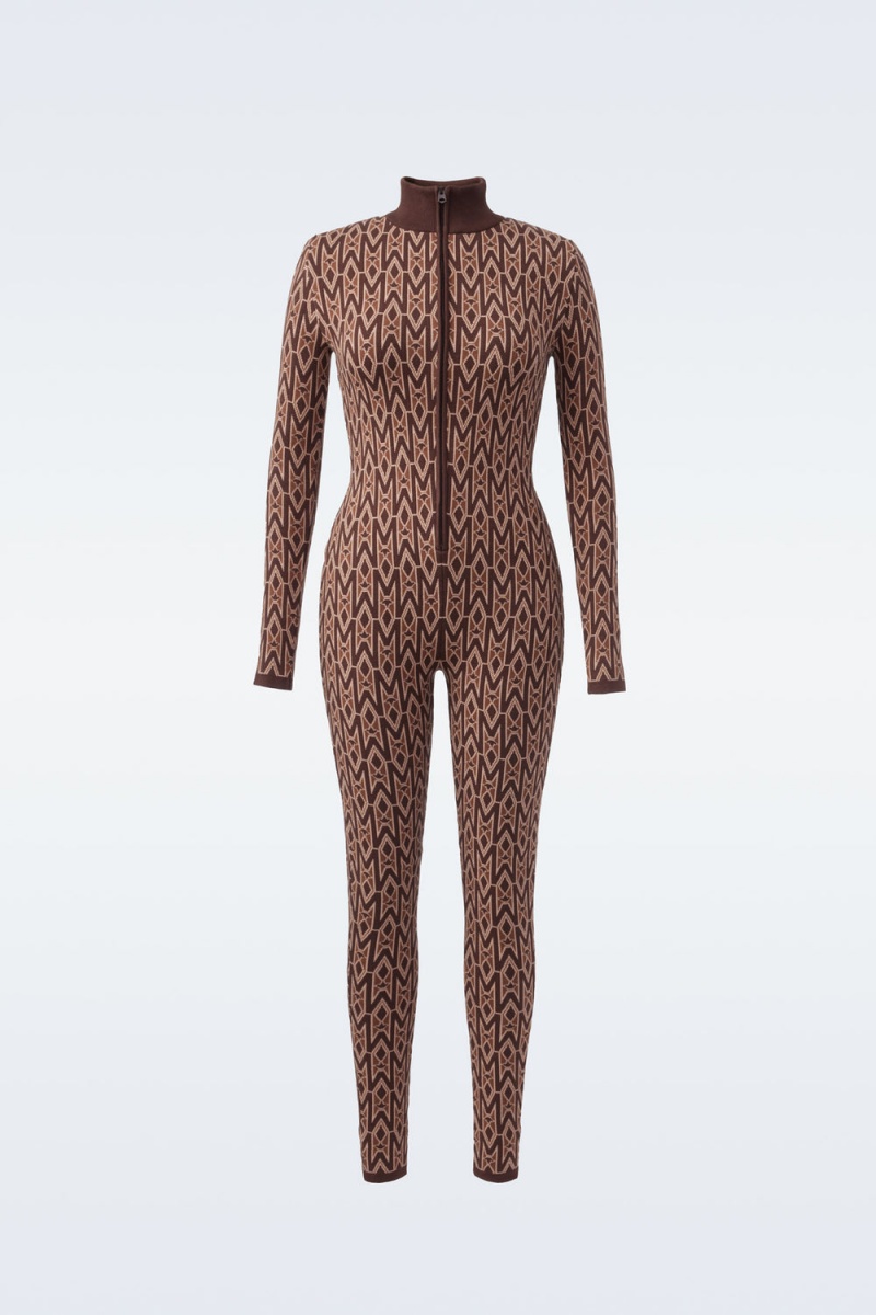 Mackage Kym Agile-360 Double-Knit Monogram Jumpsuit Byxor Dam Kaffe | AXDVG-3951
