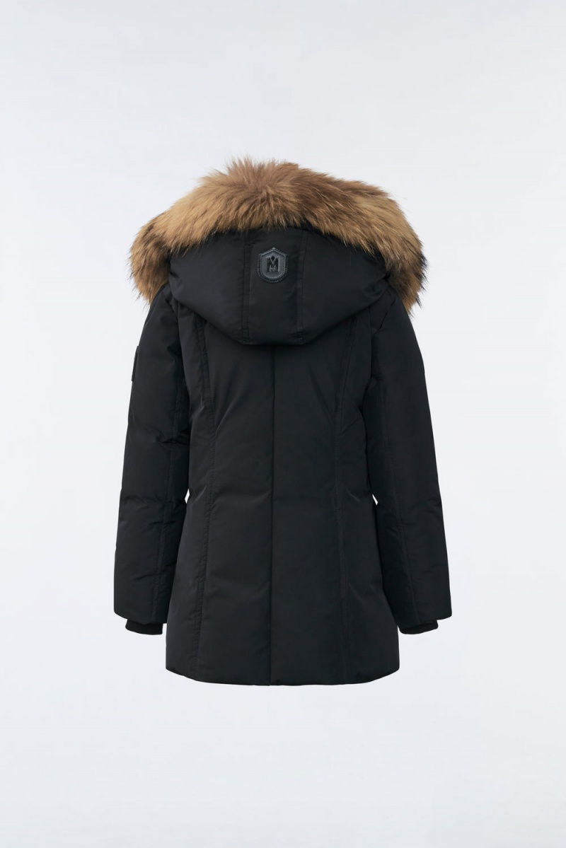 Mackage Leelee Removable Natural Fur Signature Mackage Collar Dunrockar Barn Svarta | ALHCG-3742