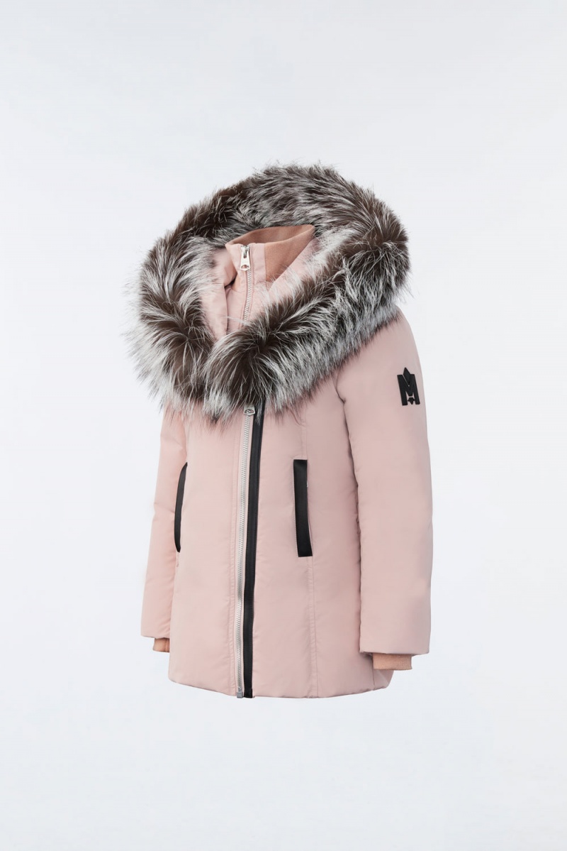 Mackage Leelee Removable Silver Fox Signature Mackage Collar Dunrockar Barn Rosa | WQHAN-0192