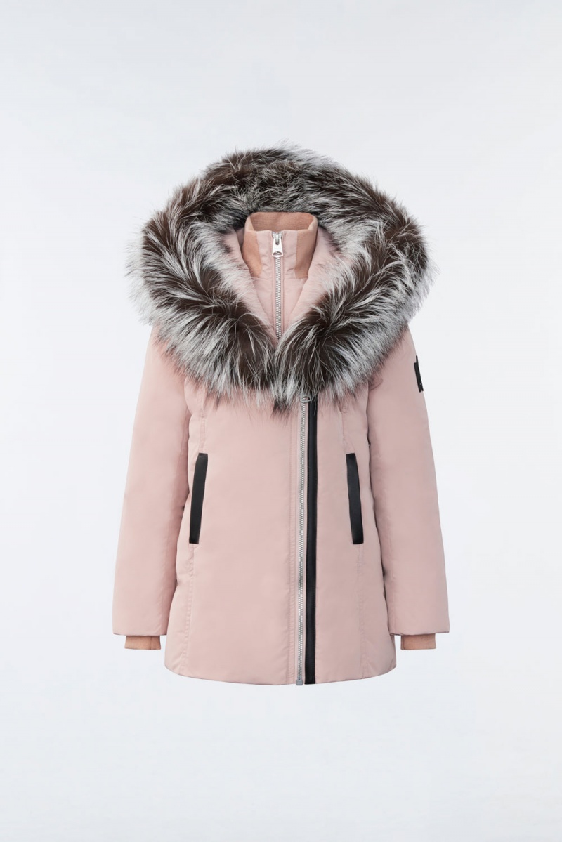 Mackage Leelee Removable Silver Fox Signature Mackage Collar Dunrockar Barn Rosa | WQHAN-0192