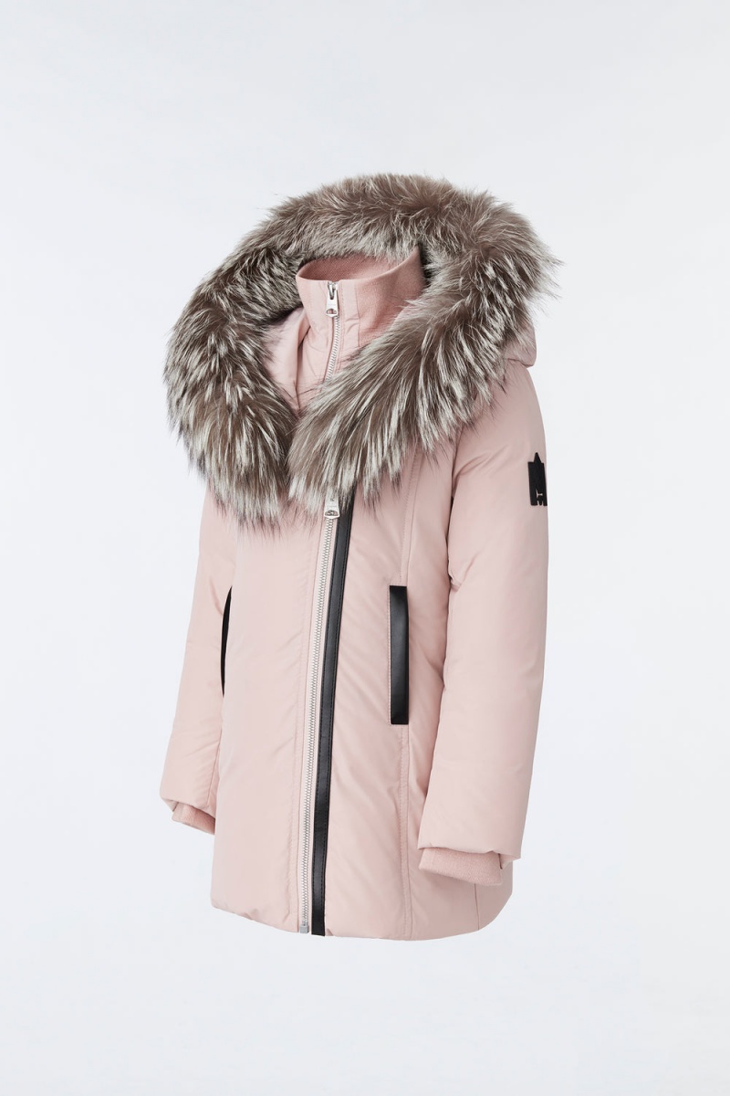 Mackage Leelee Removable Silver Fox Signature Mackage Collar Dunrockar Barn Rosa | TUQAR-0149