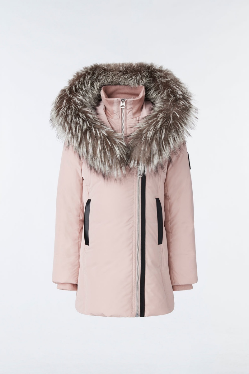 Mackage Leelee Removable Silver Fox Signature Mackage Collar Dunrockar Barn Rosa | TUQAR-0149