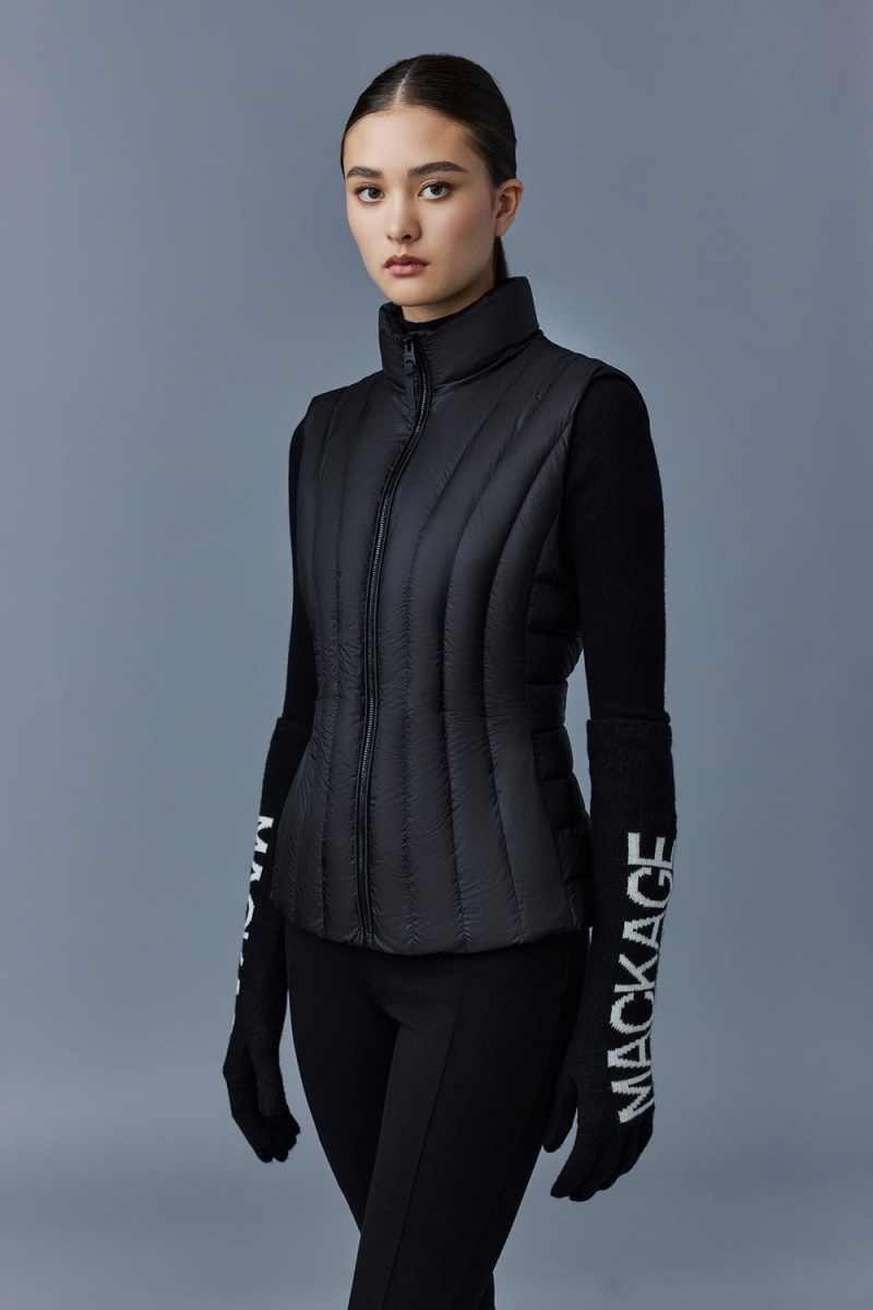 Mackage Lilyan Light Down Vertical Quiltad Väst Dam Svarta | KPFSA-7153