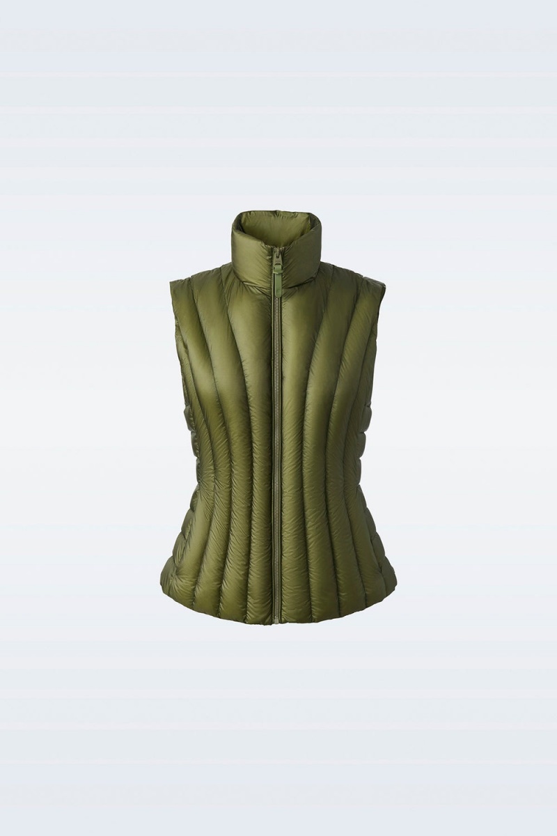 Mackage Lilyan Light Down Vertical Quiltad Väst Dam Olivgröna | XSZFO-0378