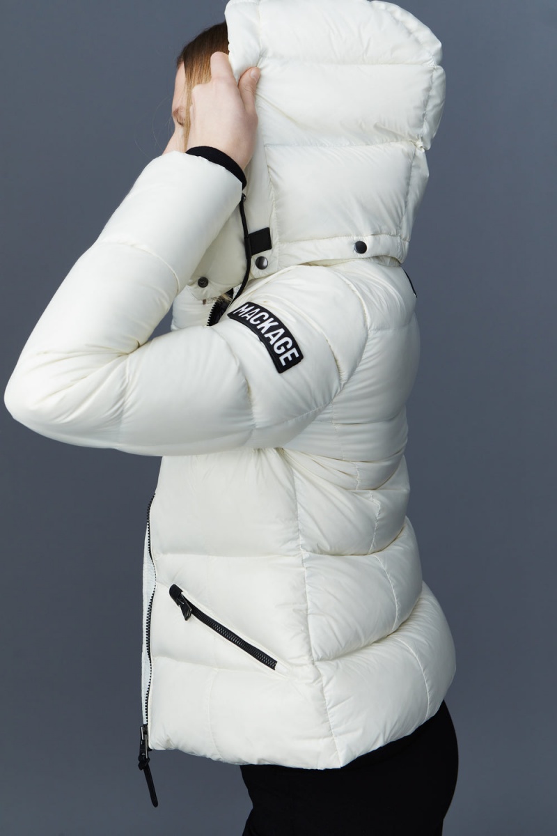 Mackage Madalyn Lustrous Light Hood Dunjackor Dam Grädde | NDMOF-2376