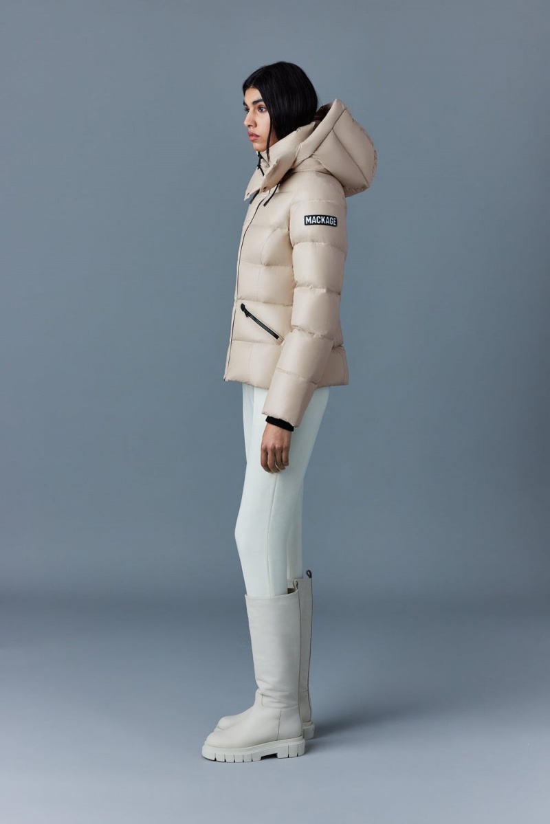 Mackage Madalyn Lustrous Light Hood Dunjackor Dam Beige | DZVMO-2170