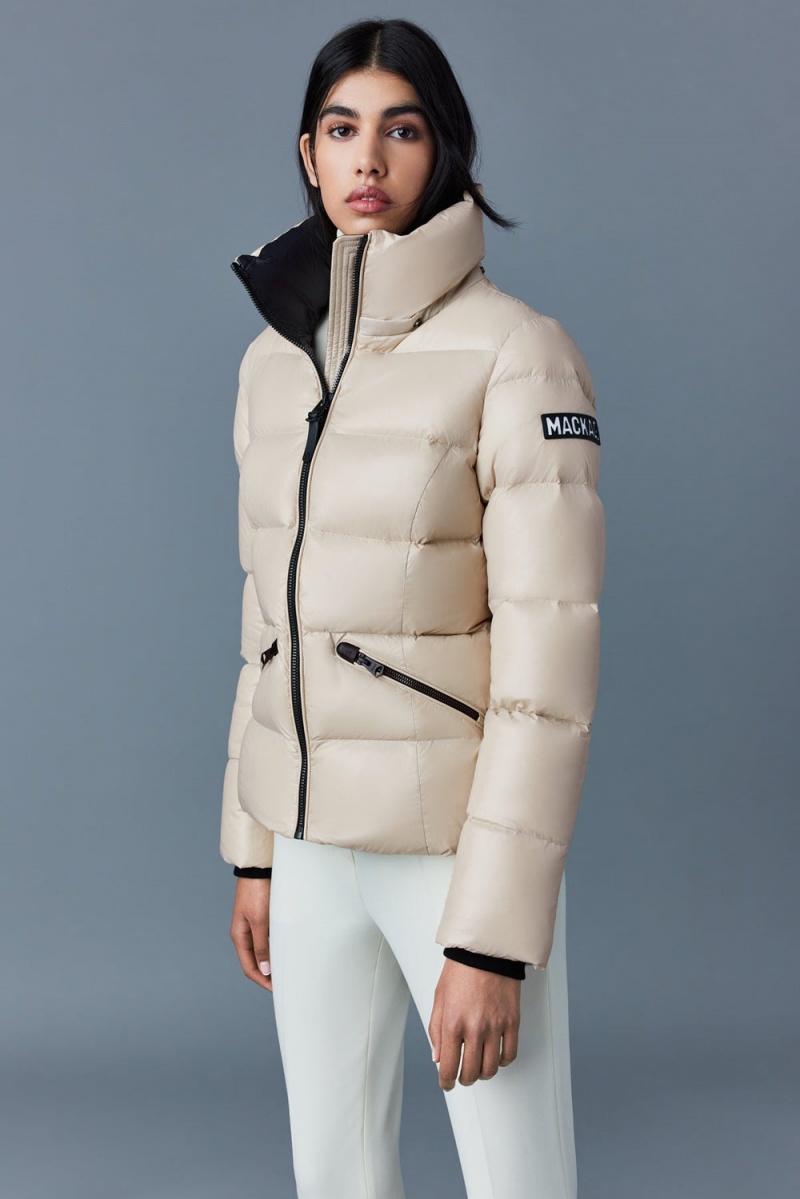 Mackage Madalyn Lustrous Light Hood Dunjackor Dam Beige | DZVMO-2170