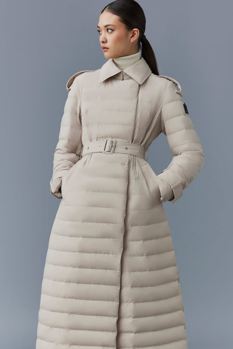 Mackage Magda Agile-360 Stretch Light Down Long Rockar Dam Beige | KGYWT-8023