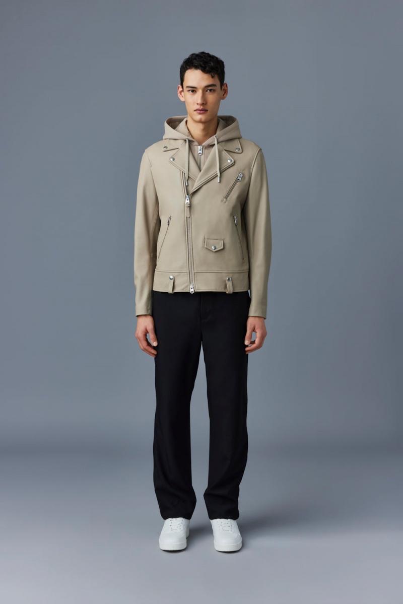 Mackage Magnus 2-In-1 R Läder Biker Jackor Herr Beige | HAFQM-7423