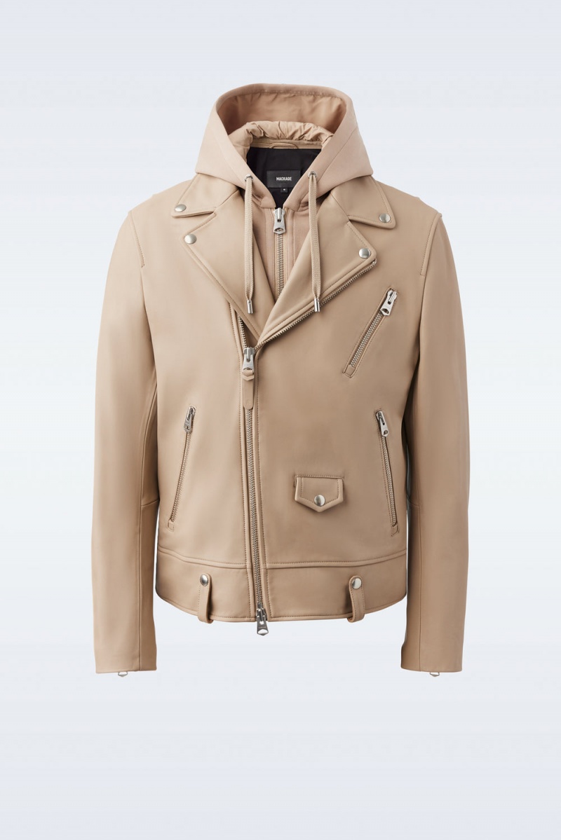 Mackage Magnus 2-In-1 R Läder Biker Jackor Herr Beige | HAFQM-7423