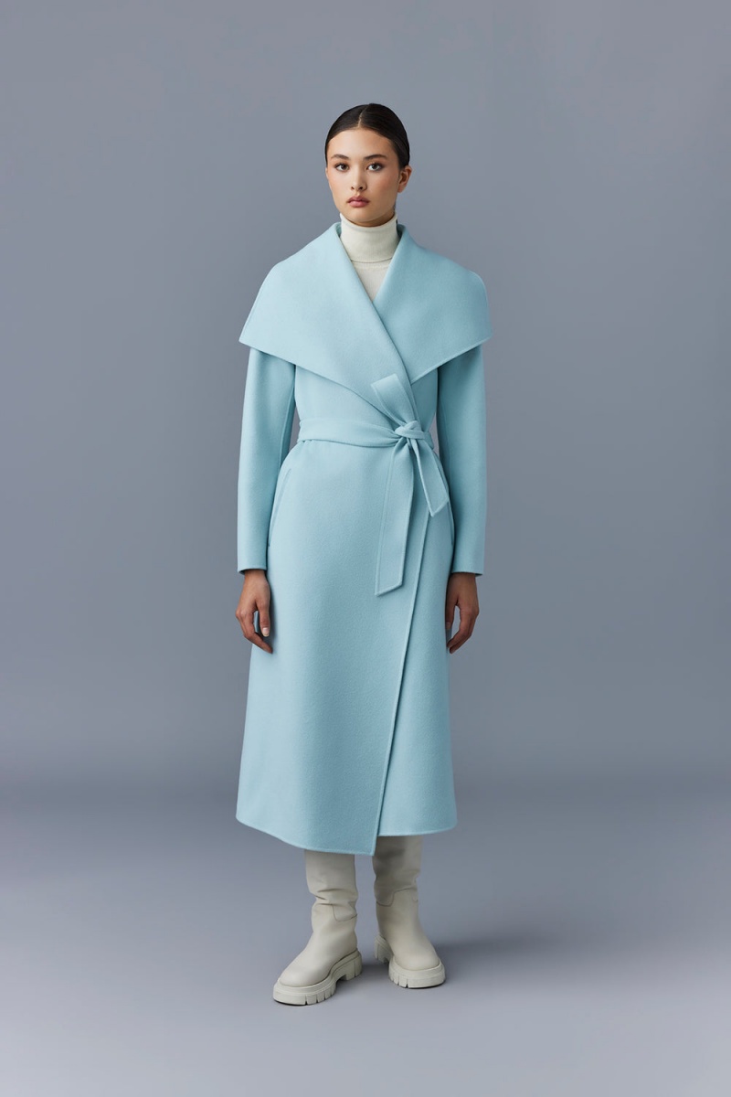 Mackage Mai-Cn Double-Face Ull Wrap Rockar Dam Blå | GMEUA-3092