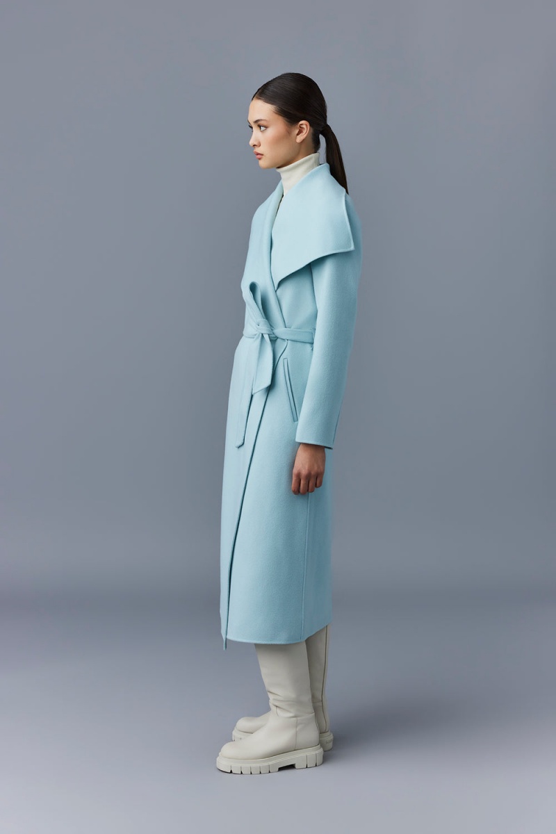 Mackage Mai-Cn Double-Face Ull Wrap Rockar Dam Blå | GMEUA-3092