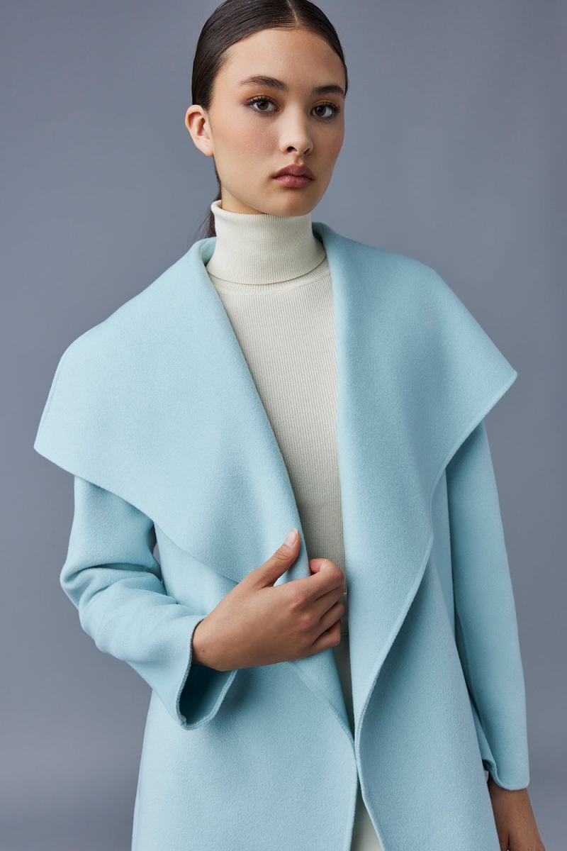 Mackage Mai-Cn Double-Face Ull Wrap Rockar Dam Blå | GMEUA-3092
