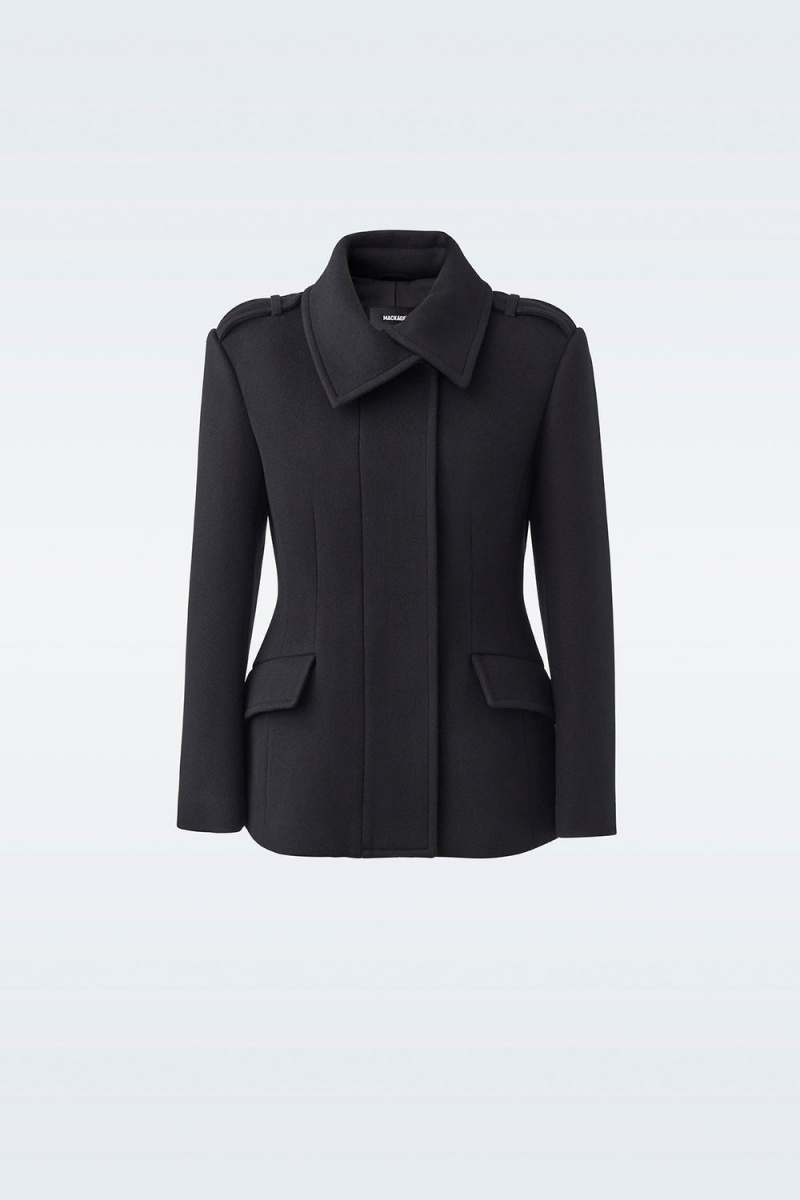 Mackage Marcy Ull Fitted Asymmetrical Collar Jackor Dam Svarta | ZDIEM-4092