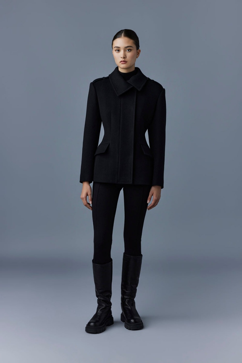 Mackage Marcy Ull Fitted Asymmetrical Collar Jackor Dam Svarta | ZDIEM-4092