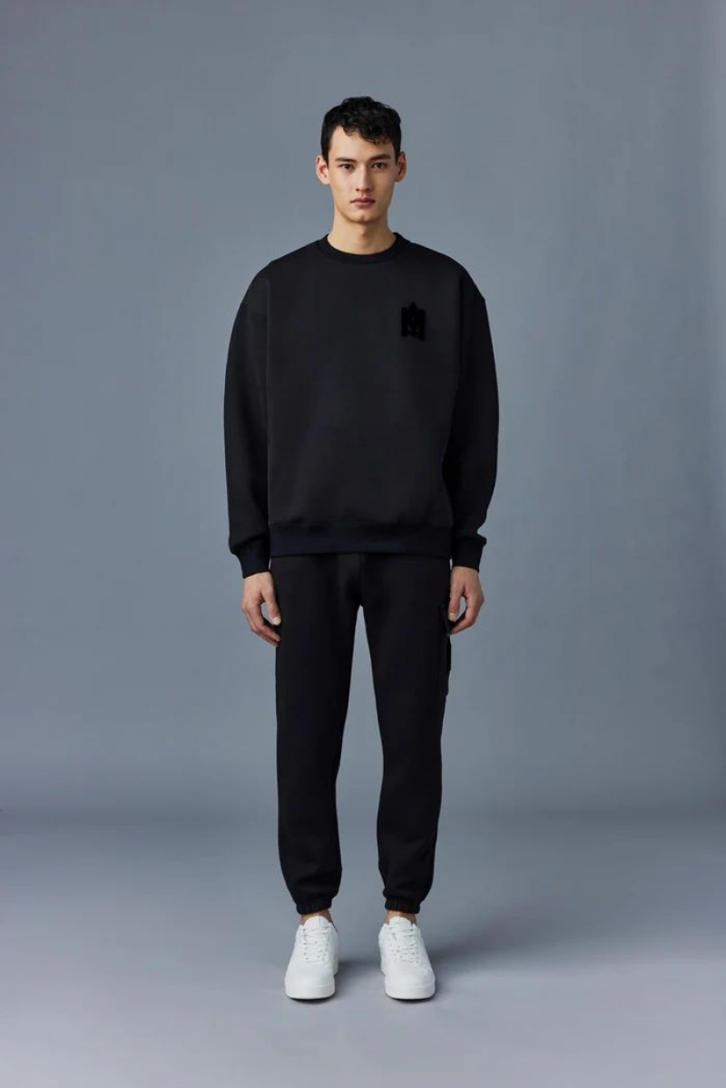 Mackage Max-Vt Double Face Jersey Embroidered Logo Tröjor Herr Svarta | WNLRD-3954