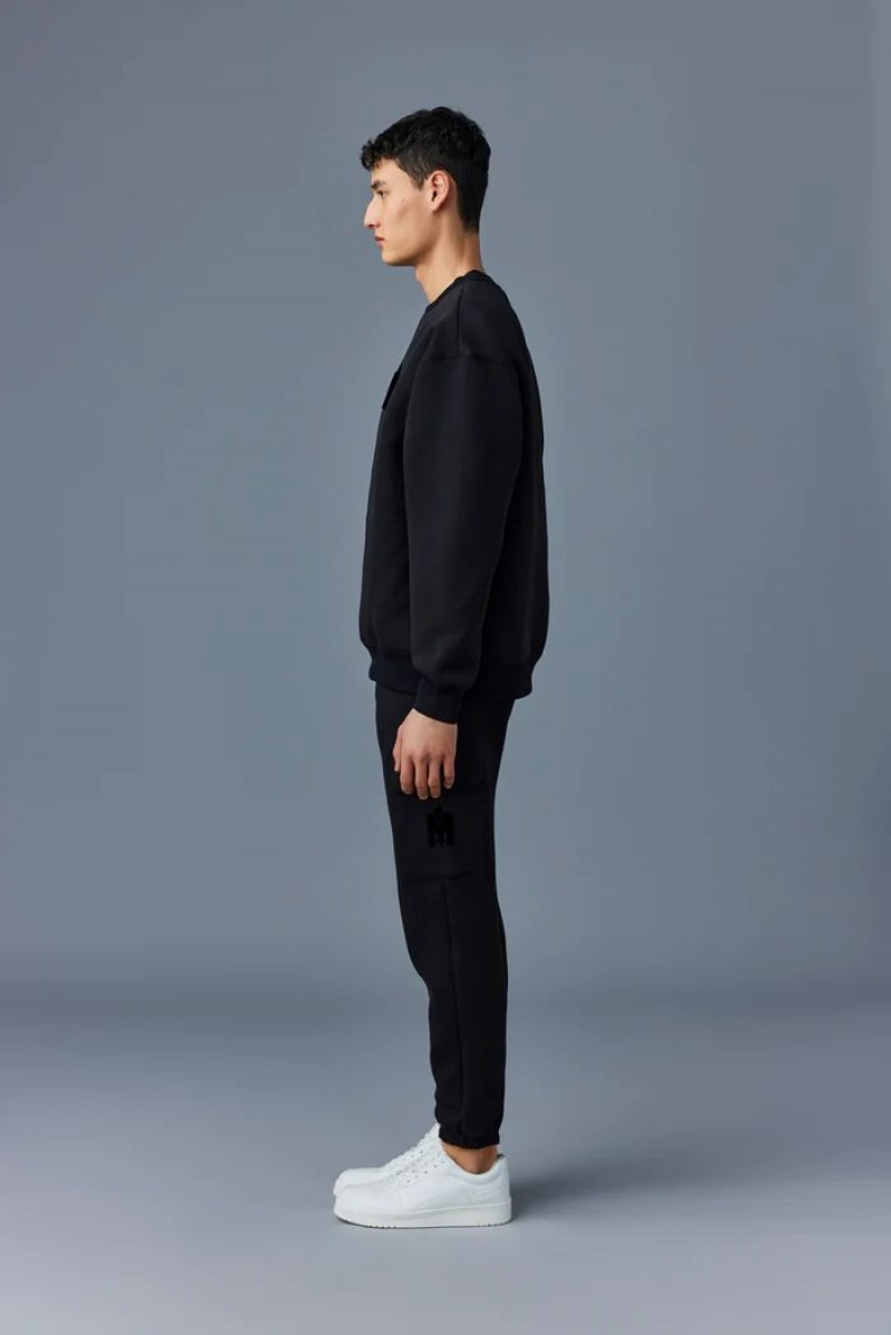 Mackage Max-Vt Double Face Jersey Embroidered Logo Tröjor Herr Svarta | WNLRD-3954