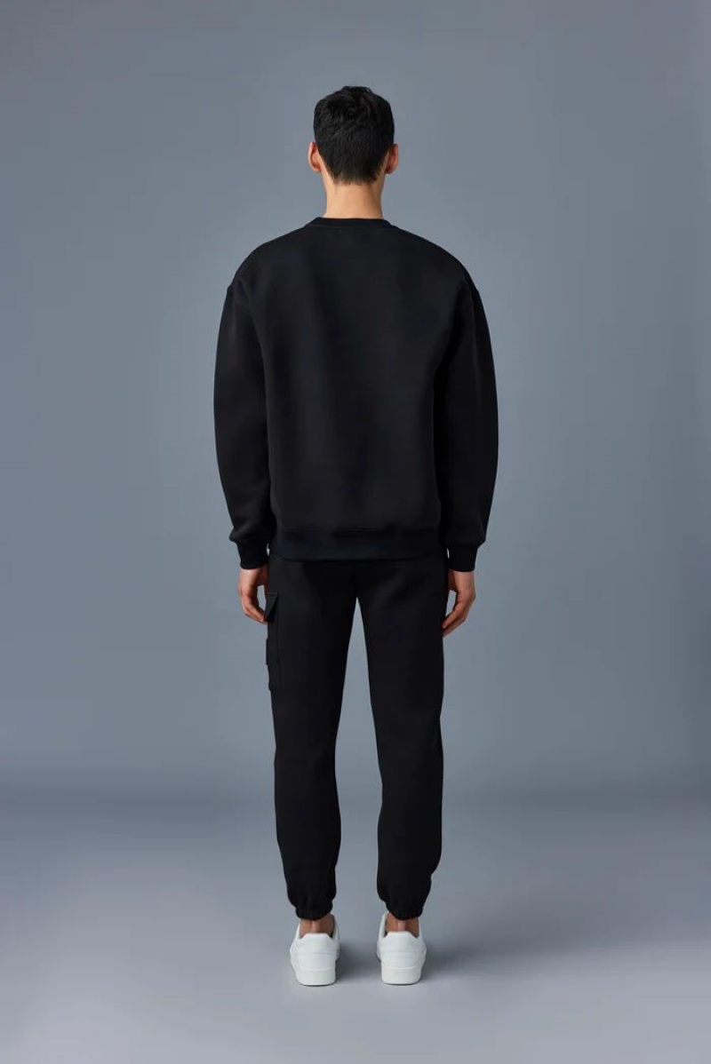 Mackage Max-Vt Double Face Jersey Embroidered Logo Tröjor Herr Svarta | WNLRD-3954
